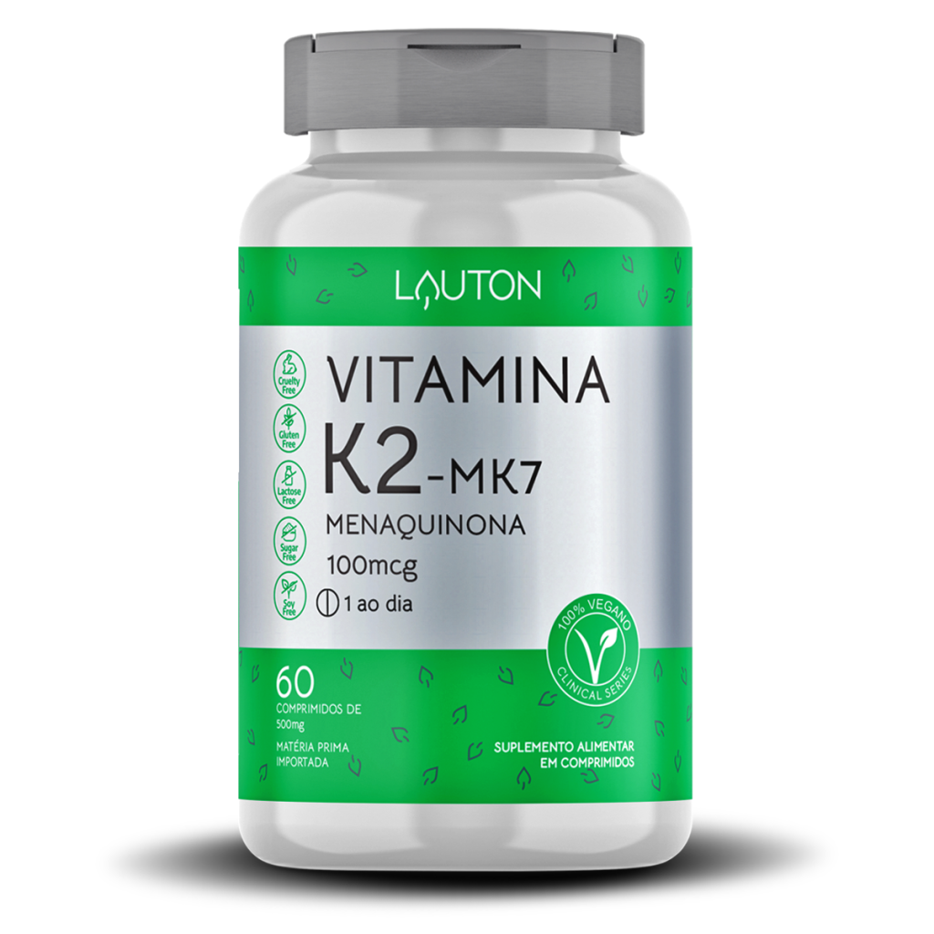 Vitamina K2 - MK7 Menaquinona Lauton 60 Cápsulas 100mcg - Loja Singular